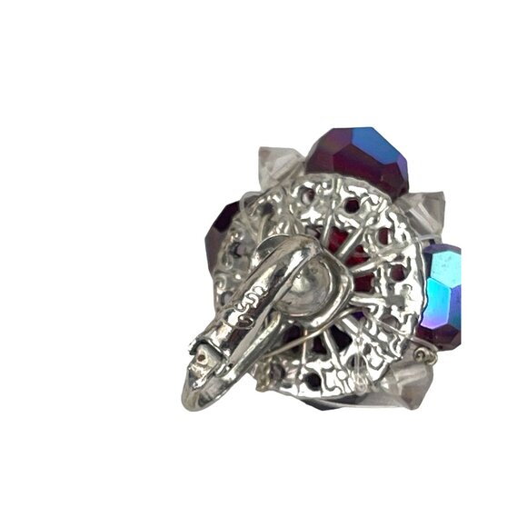 Corp Vintage Red Multi-Faceted Crystal Clip-On Earrings - Picture 3 of 4